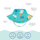 UV Protective Sun Hat Green Ice Cream with adjustable toggle, quick dry fabric, chin strap, wide brim for maximum sun protection.